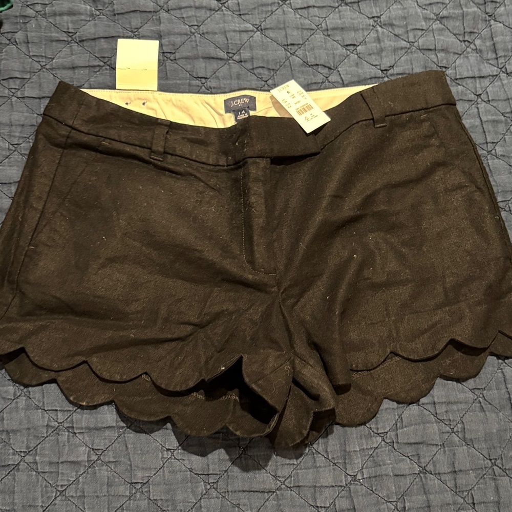 J. Crew Dark Brown Scalloped High Waist Shorts
